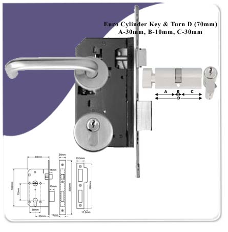 Escape Exit Door Lock Set Internal Opening