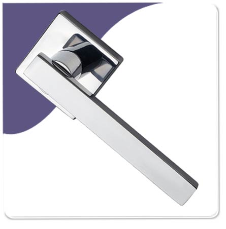 Door Handles On Square Rose Cubic Straight - Satin Chrome
