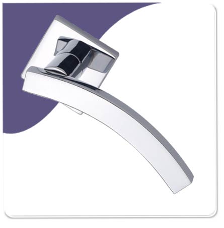 Door Handles On Square Rose Cubic Curved - Polish Chrome