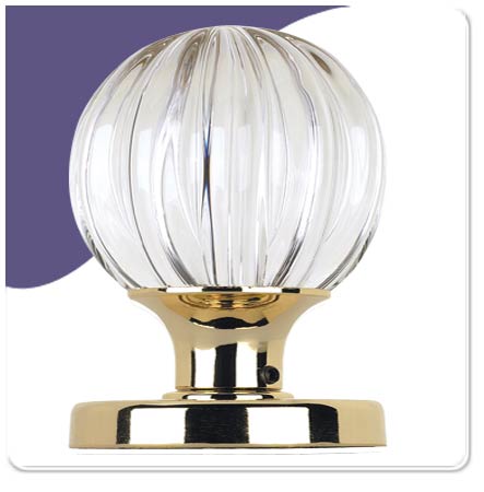 Pumpkin Glass Mortice Door Knob Concealed - Polish Brass