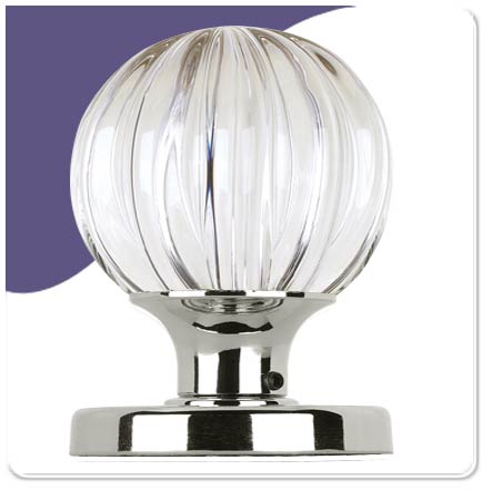 Pumpkin Glass Mortice Door Knob Concealed - Polish Chrome