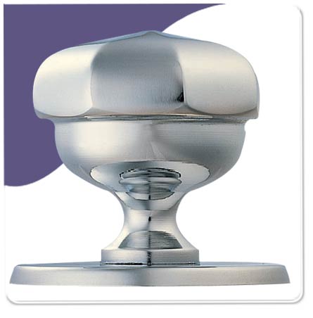 Designer Octagonal Centre Door Knob - Polish Chrome