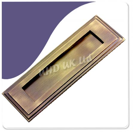 Letter Plate Horizontal Edwardian Twin Step Antiqe Brass