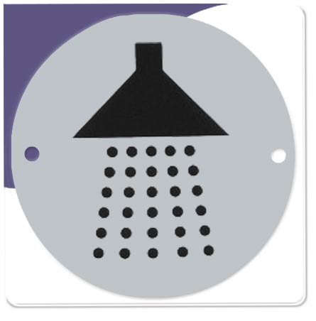 Shower Symbol Disc - 75mm Dia (Screen Printed)