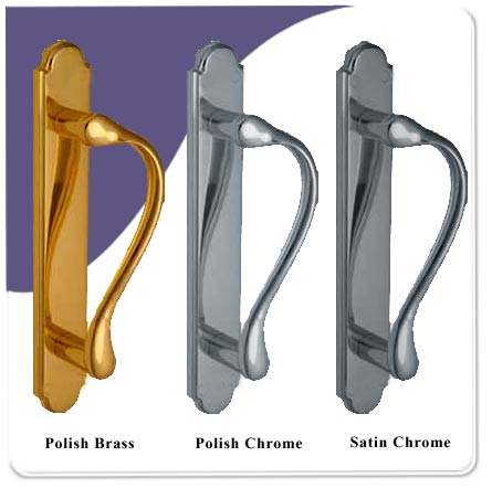 Pull Handle On Plate Harp - Satin Chrome Right Hand