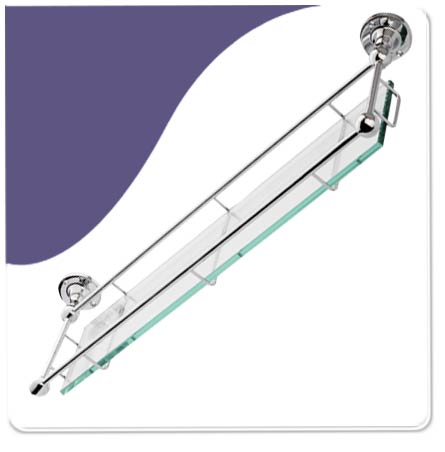 Glass Shelf with Gallery Rail - Edwardian - Polish Chrome