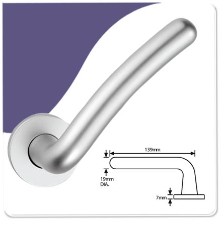 Aluminium Safety Lever On Rose 19mm Curved